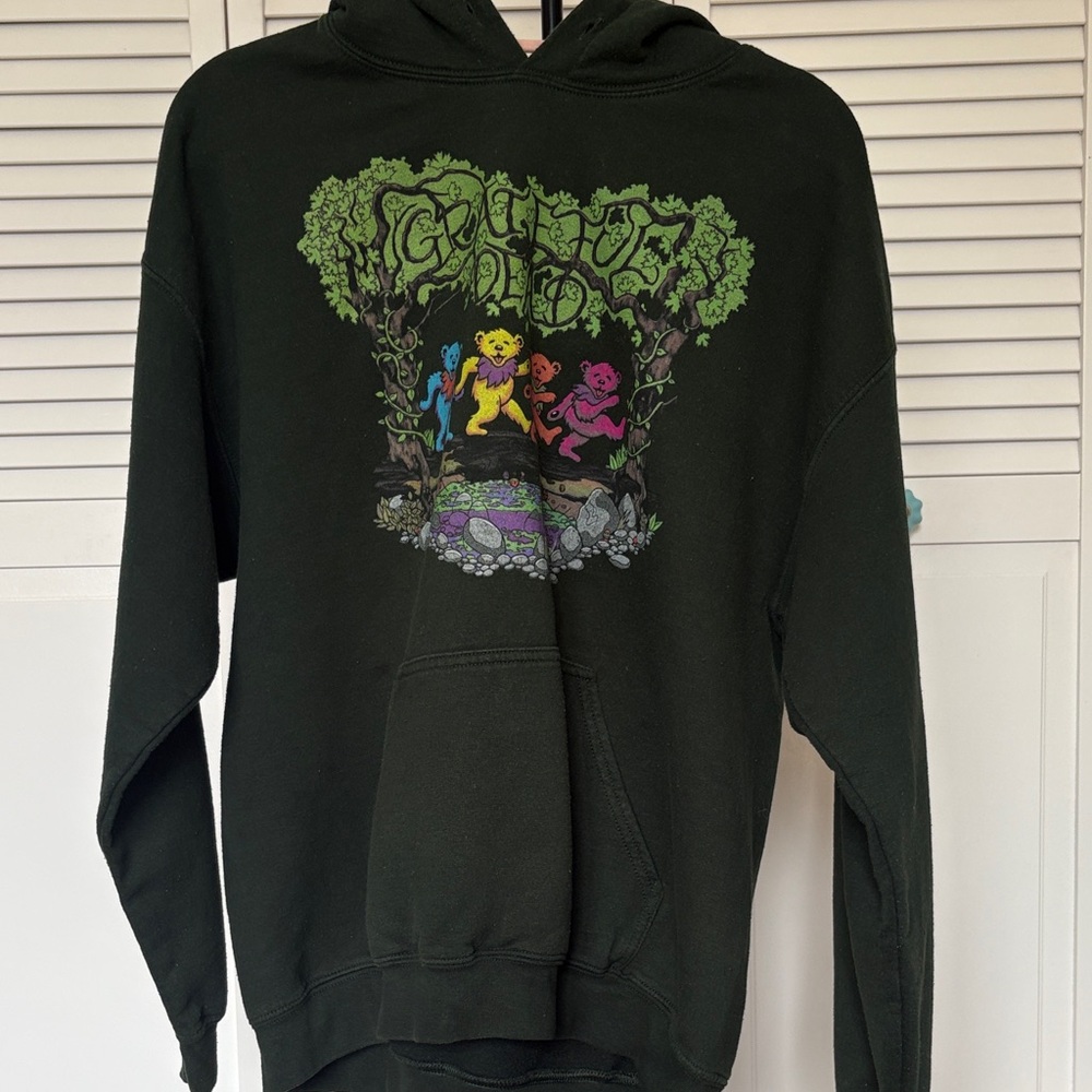 Men's Black Graphic Hoodie with Greatful dead design